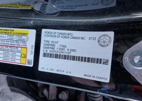 2023 Honda Civic Ex из США, поврежденный, VIN 2HGFE2F32PH111357